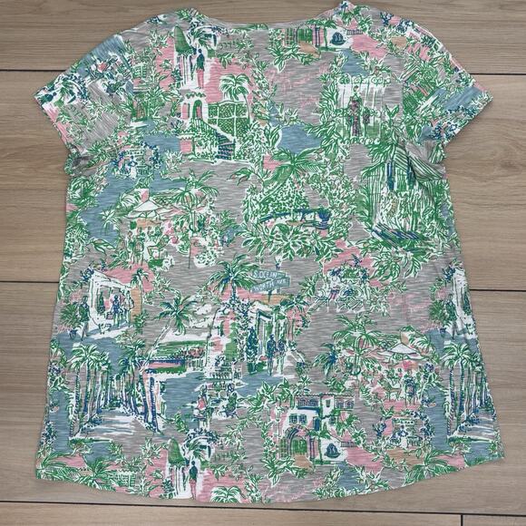 Lilly Pulitzer Etta Women’s Large Short Sleep V Neck T Shirt Palm Beach Pattern - Picture 10 of 15